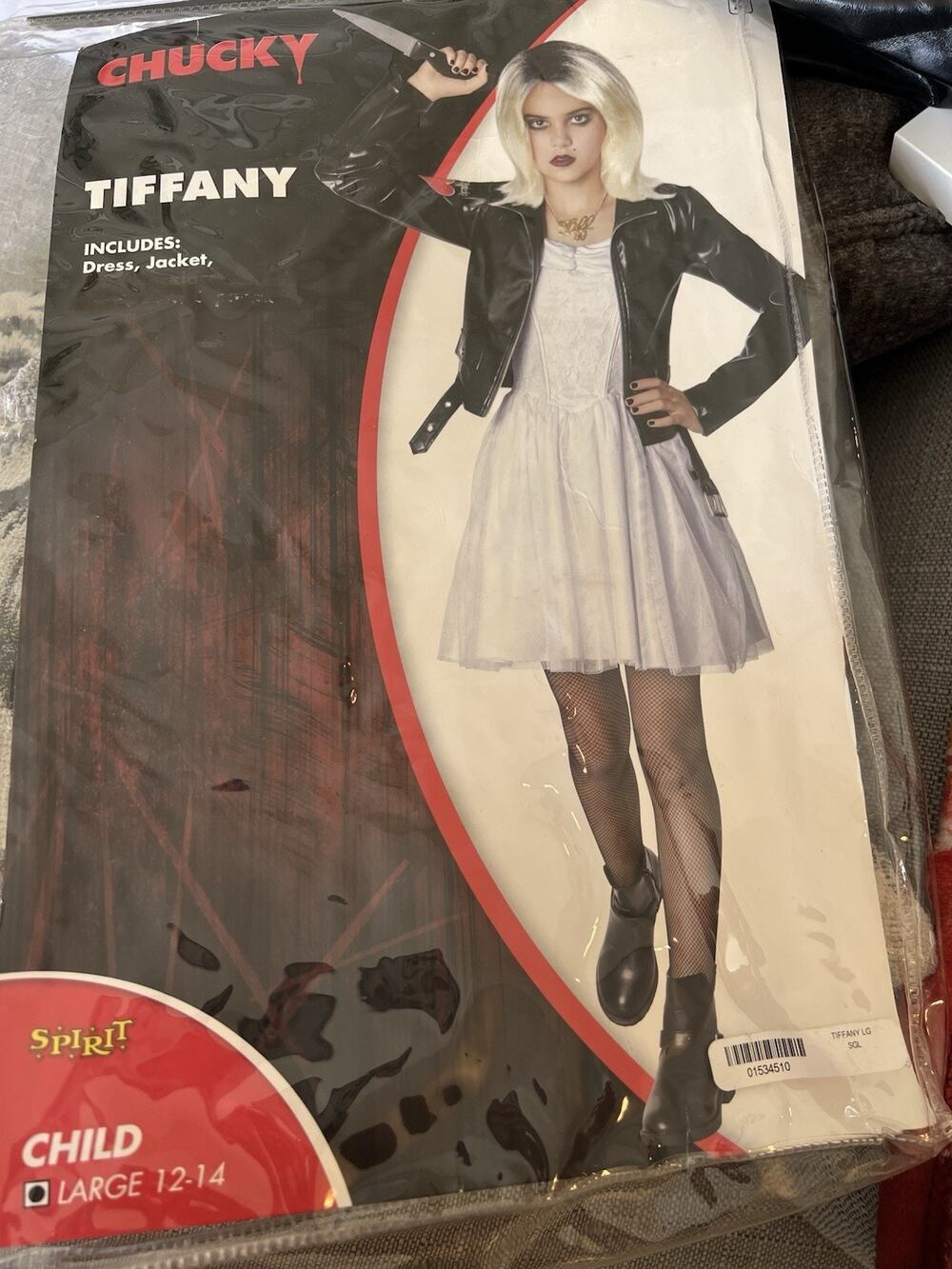 Spirit Bride Of Chucky Horror Costume Tiffany Child Large 12-14 Wig NO NECKLACE